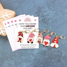 6 件套励志小矮人钥匙扣套装，适合女性、男性、朋友、同事、生日礼物、可爱、有趣、可爱的小复活节小矮人、教师感谢礼物 - 粉色 - 查看 14
