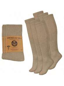 Mens Diabetic Over The Calf Socks Knee Premium Cotton High Socks - Khaki - View 1