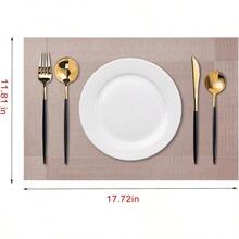 Washable Vinyl Placemats Set Of 4 For Indoor/Outdoor Use - B-four-corner-khaki - View 3