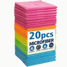 1/5/10/20pcs Microfiber Cleaning Cloths - Super Absorbent & Quick-Drying, Streak-Free For Kitchen, Bathroom, Car, Furniture - Durable Reusable Towels With Vibrant Colors, Effortlessly Remove Stains & Grease, Multipurpose Cleaning Supplies, Contemporary Design, High Absorbency Fabric - 彩色 - 查看 1