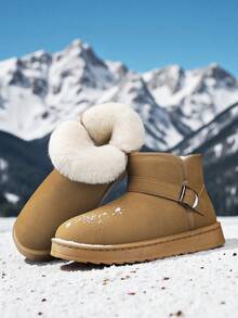 Botas de nieve para hombres, forro de felpa cálido de invierno, suela gruesa de botas altas para exteriores, con aumento de altura, botas de piel