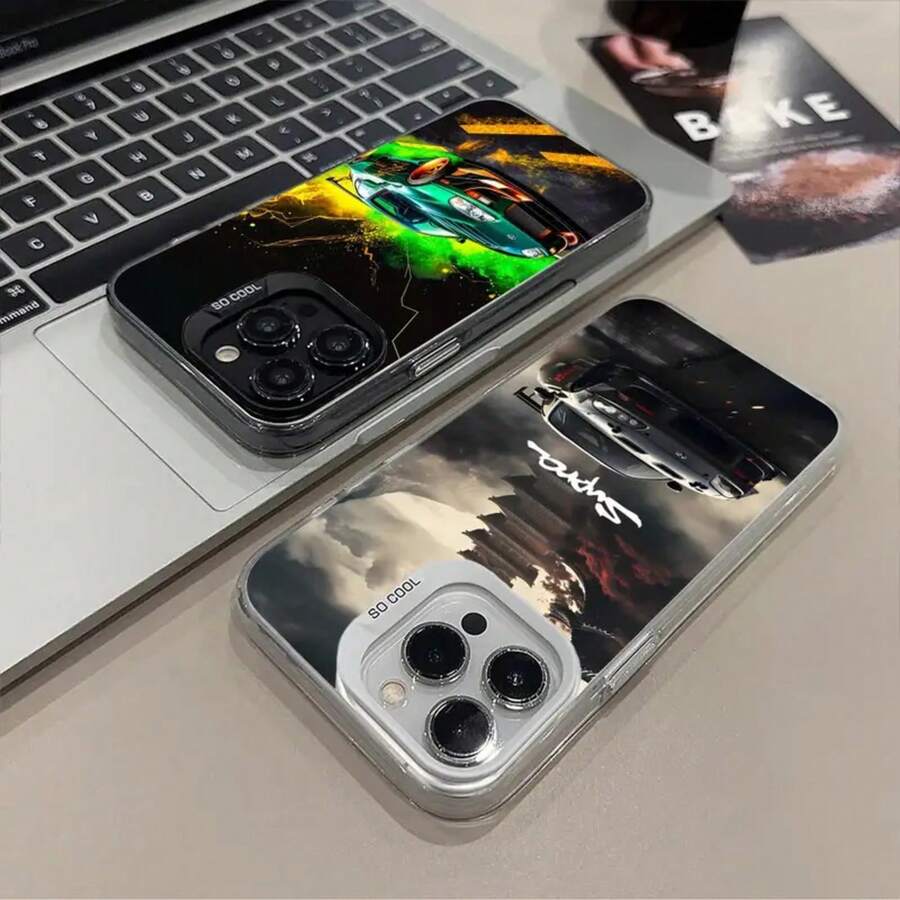 Super S-Supra-S Mobile Phone Case Compatible With  16 15 14 13 12 11 X XR XS 8 7 Pro Max Plus Translucent Color Printing Luxury Cover, Cover Compatible With  17 Pro Case,  17 Pro Max Case,  17 Case,  16 Pro Case - Black4 - View 1