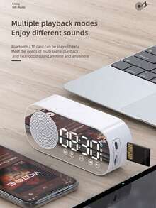 Bluetooth Speaker Digital Alarm Clock - LED Mirror Display, FM Radio, Weather Forecast, Dual High Volume Alarm (Suitable For Deep Sleepers), HiFi Subwoofer, USB Charging, Perfect Gift For Birthday, Graduation, Home, Office Decor - Multicolor - View 6