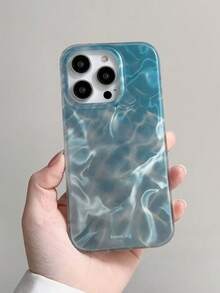 Ocean 1pc Water Wave Blue Phone Case Compatible With IPhone 17 Pro Max, New 14, 15 Pro, High-End 13, Fashionable 12, Anti-Drop 11, Minimalist 14 Pro, Personalized 16