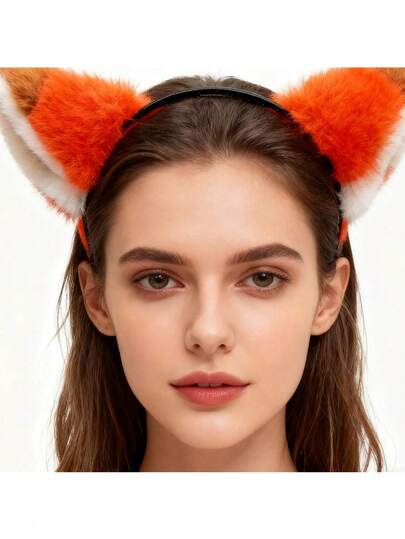 1 pieza Diadema con orejas de zorro esponjosas para mujer, accesorio para el cabello de disfraz de fiesta festiva - Regalo de cumpleaños - Regalo de Navidad - Regalo perfecto - Regalo - Regalo - Regalo de Halloween