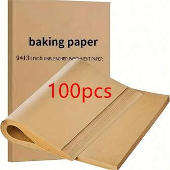 100 片/耐热不粘烘焙纸，适用于空气炸锅 - 防水防油烹饪垫，适合烧烤、煎炸和蒸煮 - 必备烘焙工具和厨房配件