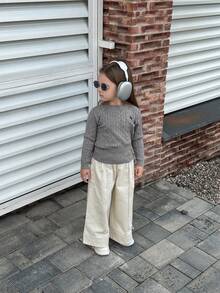 Suéter informal de niña con bordado de unicornio para primavera y otoño - Gris - Ver 5