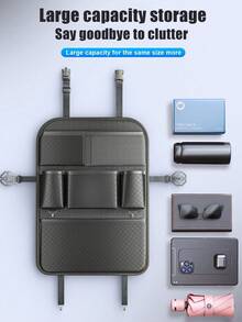 1pc Car Seat Back Storage Bag, Automotive Tissue Box Holder, Car Seat Back Organizer Pouch, Large Capacity Quilted Storage Bag - one-size - View 10