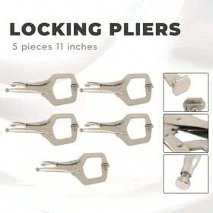 5pcs Locking Pliers Set, 5pcs Swivel Pad Locking C-Clamp Locking Pliers 6 Inch (With Jaws & Pads) - Multicolor - View 1
