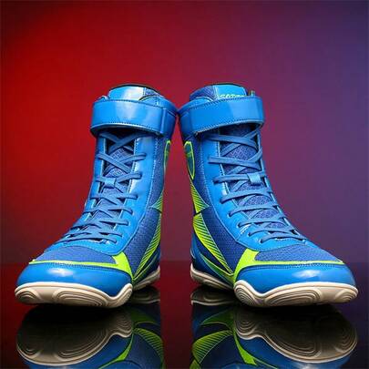 Men's Boxing Shoes, Martial Arts Shoes, Wrestling Shoes, High-Top Men's Fighting Shoes, Boxing Shoes, Training Shoes, Boots, Muay Thai Boxing Shoes, Fitness Kickboxing Shoes, High-Quality Men's Professional Sports Shoes, Comfortable Non-Slip Wear-Resistant Breathable Ankle Support Textured