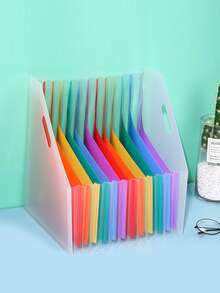 A4 Accordion File Folder, Upright Handheld Multi-Layer Document Organizer, 13 Compartments Student Test Paper Storage Bag