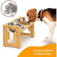 Comederos elevado para perros, con inclinación ajustable de 15 grados, para perros pequeños y gatos. Comederos elevado para gatos y perros con 2 comederos de acero inoxidable, 33 x 16,2 x 19,5 cm(default) - Tipo 1 - Ver 3