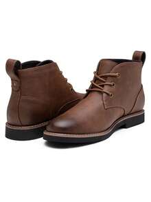 SHOESMALL Men's Chukka Boots Desert Darkbrown Boots Casual Dress Boots Lace-Up Classic Boots - BMY8045A-深棕色 - 查看 6