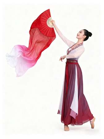 150cm Length Hot Sell Ms.Belly Dancing Fan Gradient Color Dancer Practice Long Imitation Dance Props Silk Fans Ladies Dance Fan Gradient Dancer Practice Long Imitation Silk Fan 150/X90cm Rex Fan Women Belly Dance Fan Veil Long Artificial Silk Fan National Dance Dancing Long Bamboo Fan