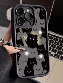 Funda de Teléfono de 1 Pieza para Pareja con Patrón de Gato Negro de Apple - Multicolor - Ver 4