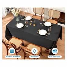 Black Tablecloths,10 Pack 90 * 156inch Stain And Wrinkle Resistant Polyester Black Rectangle Tablecloth,Decorative Fabric Table Cover For Party,Wedding,Kitchen,Dinning - 多色762 - 查看 2
