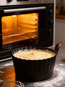 1 pieza/2 piezas/4 piezas/6 piezas Moldes de silicona negra para freír al aire - Moldes redondos antiadherentes para magdalenas y tartas con diseño de textura acanalada para pasteles, tartas de huevo, magdalenas - Accesorios de cocina duraderos para una cocción uniforme y fácil desmoldado, preparación de pasteles | Utensilios de cocina modernos | Material fácil de limpiar, accesorios de horneado