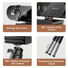 Webcams 2K/4K USB Web Camera With Tripod Microphone Autofocus Camera PC Computer Laptop Live Streaming Webcam For Video Calling - 1080P - 查看 7