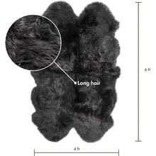Real Sheepskin Rug 4x6 Ft | Sheepskin Rugs For Living Room And Sofa | Bedside Rugs For Bedrooms | Large Fluffy Rug Is Breathable & Heat-Regulating In Color Dark Grey - Multicolor 847 - View 2