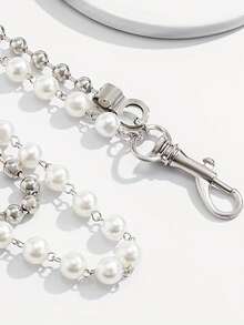 1 Stück Retro Kunstperlen Hosen Kette Silber Metall Taschenkette Klassische mehrschichtige Geldbörse Kette S Gürtel Accessoires Frauen