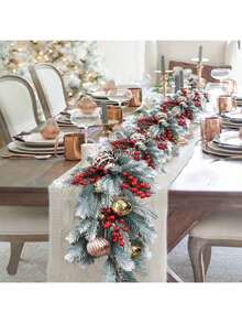 1pc 6.23ft/75inch Home Decor Artificial Christmas Decoration Pine Vines, Christmas Room Decoration Artificial Pine Cone Vines, Can Be Made Into Christmas Wreath, UV Protection Hanging Artificial Pine Wreath Vines, Christmas Home Decor, Winter Green Garland Holiday Season Mantel Table Runner Centerpiece