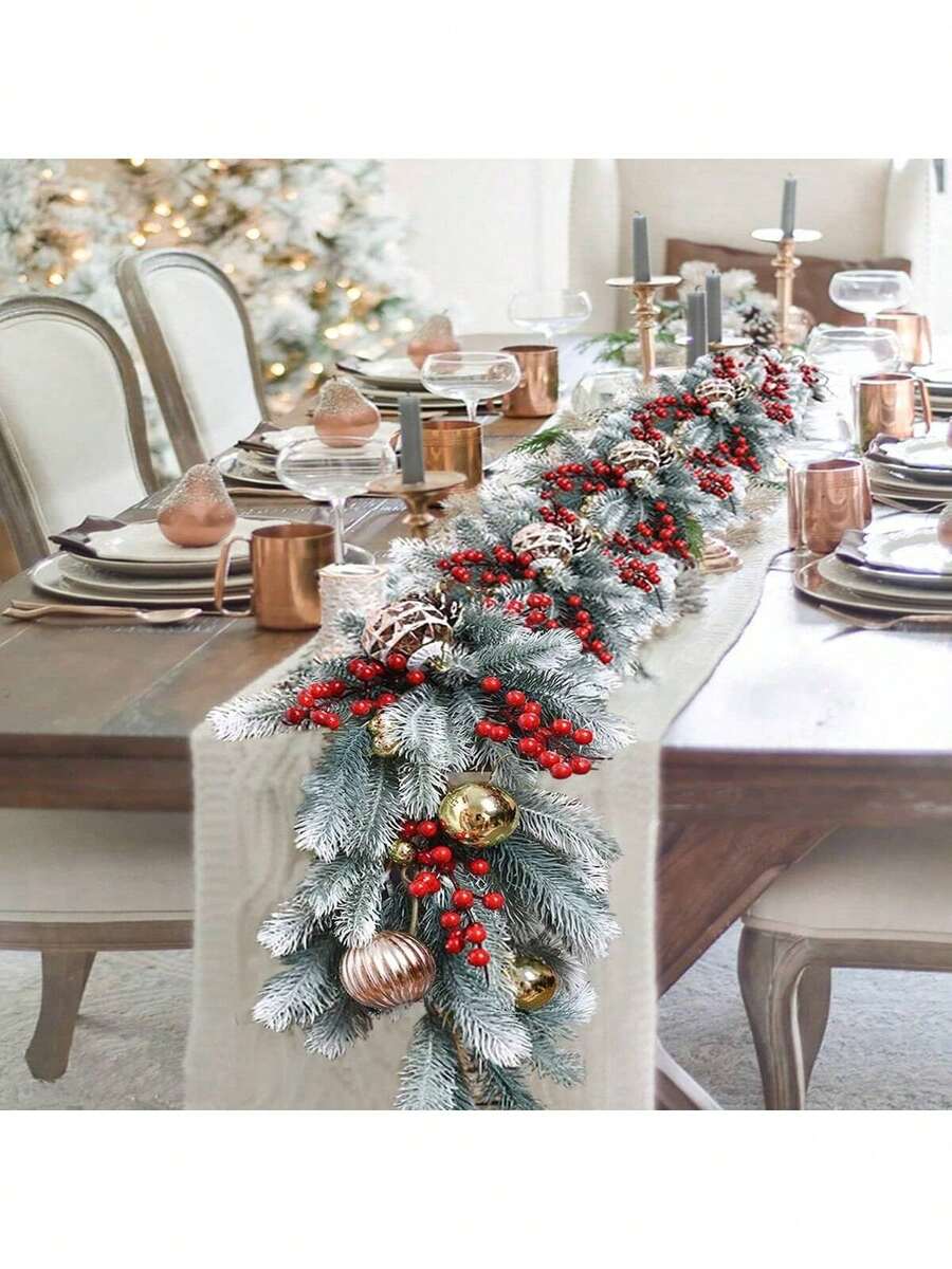 1pc 6.23ft/75inch Home Decor Artificial Christmas Decoration Pine Vines, Christmas Room Decoration Artificial Pine Cone Vines, Can Be Made Into Christmas Wreath, UV Protection Hanging Artificial Pine Wreath Vines, Christmas Home Decor, Winter Green Garland Holiday Season Mantel Table Runner Centerpiece