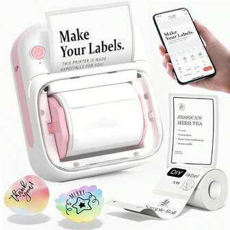 Portable Label Printer, Wireless Label Printer Suitable For Small Businesses, Offices, Homes, Addresses, Offices, Thermal Label Maker Machine With 1 Roll 20-40mm Labe Paper