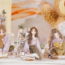 20张/包 女孩主题贴纸，创意美学贴纸，DIY装饰拼贴工艺材料，节日礼物，个性化剪贴簿学习用品文具 - 粉色 - 查看 8