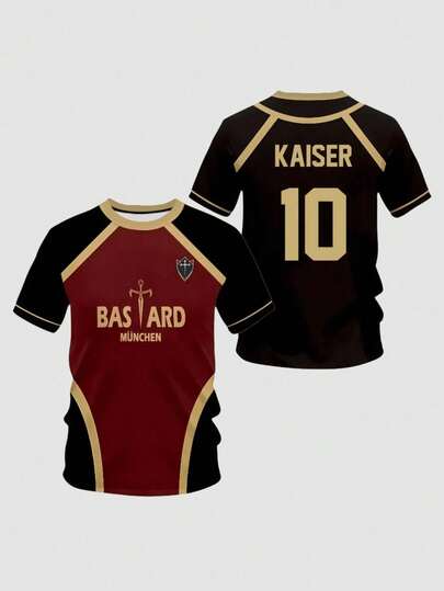 KOVSEE Camiseta de fútbol del equipo Bastard Munich de Blue Lock, camiseta de fútbol de anime unisex, camiseta de cosplay de Kaiser, regalo de anime para él o ella