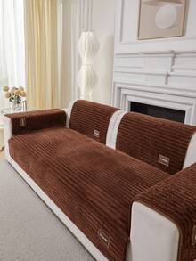 1pc Thick Plush Sofa Cushion Cover, Non-Slip Sofa Protector, Dust-Proof And Dirt-Resistant, Machine Washable, Pet-Friendly, Suitable For All Seasons, Adjustable For Corner Sofa, Bedroom, Office, Living Room, 1/2/3/4 Seater