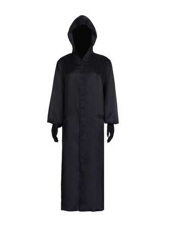 1 件成人黑色连帽斗篷服装，角色扮演服装，男女通用，含黑色手套