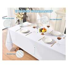 White Table Cloth,2 Pack 90 * 156inch Stain And Wrinkle Resistant Polyester White Table Cloth Rectangle,Decorative Fabric Table Cover For Party,Wedding,Kitchen,Dinning - 多色777 - 查看 3