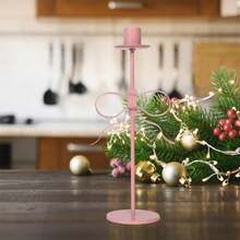 Portavelas cónico con lazo rosa, candelabro decorativo de metal para centros de mesa, decoración para fiestas y eventos navideños - Rosa - Ver 9