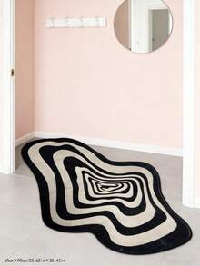 1pc Black & White Optical Illusion Swirl Asymmetrical Carpet. Tired Of Dull Spaces? This Visual Swirl Carpet Will Instantly Elevate The Ambiance With Its Artistic Lines, Creating A High-End, Fashionable Vibe. Soft Material For Comfortable Underfoot Feel. Suitable For Decorative Carpets, Bedroom Decor, Small Rugs, Living Room Carpets, Outdoor Rugs, And Machine Washable. - Multicolor - View 1