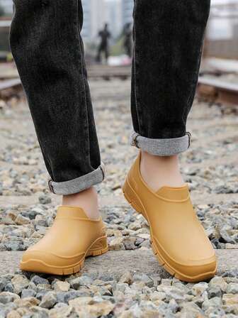 Men's Fashion Waterproof Non-Slip Rain Boots, Soft Sole Comfortable Durable Outdoor Fishing Gardening Kitchen Anti-Slip Rubber Shoes