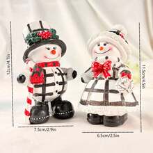 1 Set de decoración de pareja de muñecos de nieve, adecuado para chimenea, alféizar de ventana, decoración del hogar en días festivos y ambiente festivo