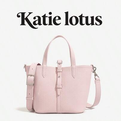 Katie lotus 2025新款荔枝纹野餐篮水桶包女士手提包七夕节礼物