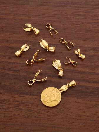 20Pcs/Lot Stainless Steel Pinch Bail Clip Clasps Melon Seeds Buckle Pendant Connectors For Jewelry Making Accessories Charm Bail Hook Fasteners Fit DIY Necklace Supplies Material