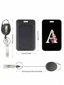 Ví đựng thẻ ID màu đen có kẹp cuộn rút màu đen, in chữ cái đầu tên hoa màu trắng, ví đựng thẻ chống trộm, ví đựng thẻ nhựa cứng có khe xỏ ngón tay cái màu đen, ví đựng thẻ ID có thể mở rộng, bảo vệ thẻ bảo hiểm y tế, bảo vệ thẻ y tế/an sinh xã hội chống thấm nước, ví đựng thẻ đi lại, đựng thẻ ăn, nhỏ gọn, vật dụng thiết yếu hàng ngày, quà tặng ngày lễ, quà sinh nhật, quà mùa thu/đông, quà Giáng sinh. - màu đen - Xem 11