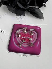 Decoraciones de arte de uñas, cruzada de alta demanda de mariposas, corazones y formas geométricas de colores con base metálica magnética, soporte de exhibición de arte de uñas coreano, accesorios de fotografía, manualidades DIY