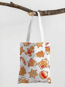 1 Stück Weihnachtsbaum Muster Tragetasche, große Kapazität Schultertasche, Damen Lässig Handtasche, Segeltuch Tragetasche geeignet für Arbeit, Schule, Einkaufen