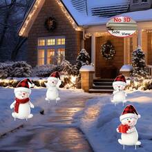 4 Peças Placas de Jardim Expressivas de Boneco de Neve de Natal com Chapéus Vermelhos, Boca e Nariz Móveis, Estacas Decorativas de Plástico para Jardim de Inverno para Natal, Ano Novo - Olhos e Boca Expressivos, Boneco de Neve Encantador com Braços Acenando, Fácil Instalação para Gramado Festivo, Decoração de Festa, Uso Externo, Decorações de Natal Externas para Jardim