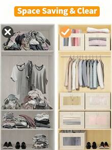 Foldable Clothes And Blanket Storage Bag, Storage Box With Transparent Window And Handle, Reinforced Foldable Linen Storage Basket, Fabric Can Be Placed On Wardrobe Storage Rack, Large Clothing Storage Box For Bedroom, Closet