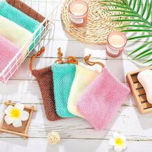 1pc Multicolored Reusable Exfoliating Soap Saver Pouch, Mesh Nylon Soap Saver Bag With Drawstring, Knotted Shower Soap Bags For Foaming, Body Scrubber, Back Scrubber Skin Smoother For Exfoliating Dirt And Dead Skin, Personal Care Body Cleaning Tools, Bathroom Gadgets, Bathroom Decoration, Bathroom Accessories, Bath Brushes, Sponges & Bath Towels