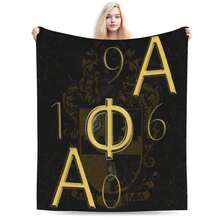 [Personalized Flannel Blanket]Alpha Phi Alpha Fraternity Inspi Ultra-Soft Flannel Blanket - Black With Golden Greek Letter Design, Warm & Cozy All-Season Throw For Living Room, Office, Travel - Perfect Gift For Home Decor & Fraternity Members, Fraternity Blanket, Office Comfort Item, Sophisticated Design, Durable Comfort - 30英寸x40英寸 - 查看 1