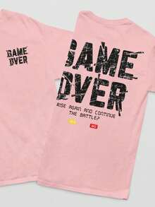 T-shirt Camiseta Game Over Levante-se Novamente e continue a Batalha