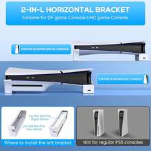 MENEEA  Pro/Slim Horizontal Stand For Disc & Digital Console With 4 USB Ports, Base Bracket Holder Accessories For PlayStation 5 Slim/Pro, USB 2.0 For Data & Charging, Not For  Standard Console - màu đen - Xem 10