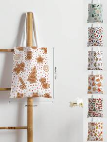 1 Stück Weihnachtsbaum Muster Tragetasche, große Kapazität Schultertasche, Damen Lässig Handtasche, Segeltuch Tragetasche geeignet für Arbeit, Schule, Einkaufen