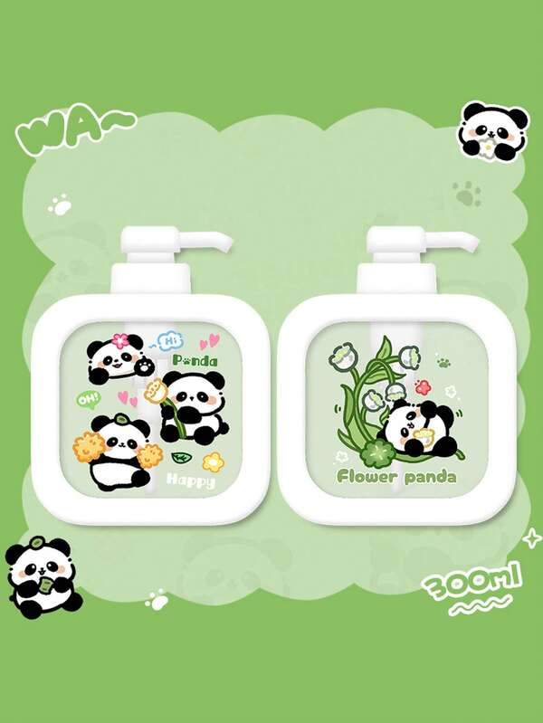 1pc Multi-Purpose Squeeze Dispenser Bottle, Cute Cartoon Print Design, Suitable For Travel Laundry Detergent/Hand Wash (Double-Sided Print)
