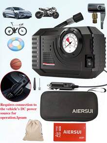 CARSUN Gonfiatore di pneumatici portatile - Accessori auto, funzione di gonfiaggio rapido per pneumatici auto, compressore d'aria per pneumatici auto 150 PSI, senza batterie richieste, con luci LED, per auto/moto/bicicletta/palloni/salvataggio, accessorio indispensabile per auto, regalo